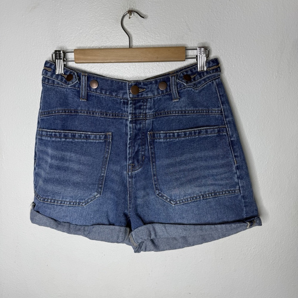 MNK Front Pocket Blue Denim Shorts Jean Summer Beach Casual Women's 6